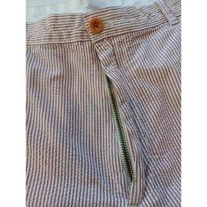 J Crew men's red seersucker shorts 38 cotton flat front preppy classic golf